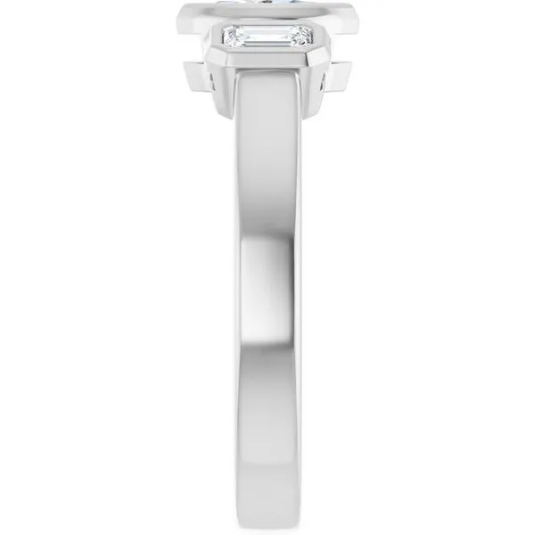 Bezel-Set Three-Stone Engagement Ring Image 4 J. Thomas Jewelers Rochester Hills, MI