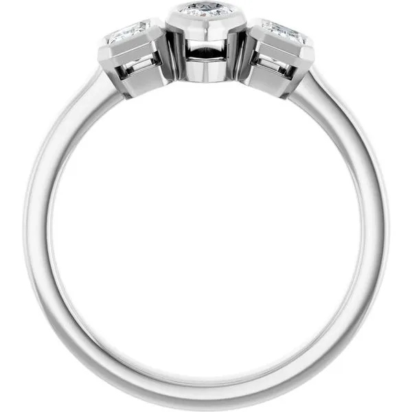 Bezel-Set Three-Stone Engagement Ring Image 2 Austin's Fine Diamonds & Jewelry Lyndhurst, NJ