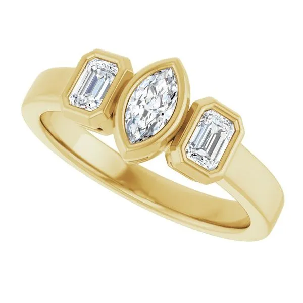 Bezel-Set Three-Stone Engagement Ring Image 5 Don's Jewelry & Design Washington, IA