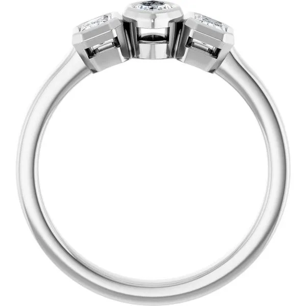 Bezel-Set Three-Stone Engagement Ring Image 2 JF Jones Jewelers Rochester, NY