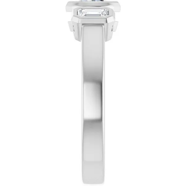 Bezel-Set Three-Stone Engagement Ring Image 4 Hudson Valley Goldsmith New Paltz, NY