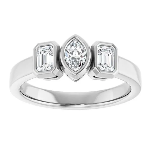 Bezel-Set Three-Stone Engagement Ring Image 3 Vulcan's Forge LLC KANSAS CITY, MO