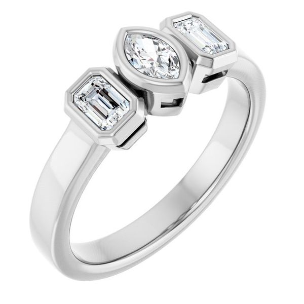 Bezel-Set Three-Stone Engagement Ring