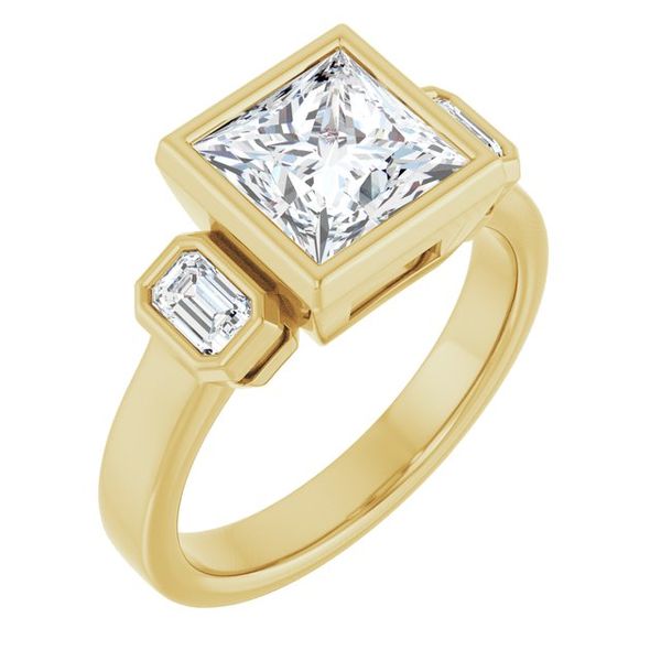 Bezel-Set Three-Stone Engagement Ring
