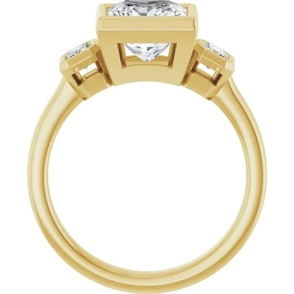 Bezel-Set Three-Stone Engagement Ring Image 2 JF Jones Jewelers Rochester, NY
