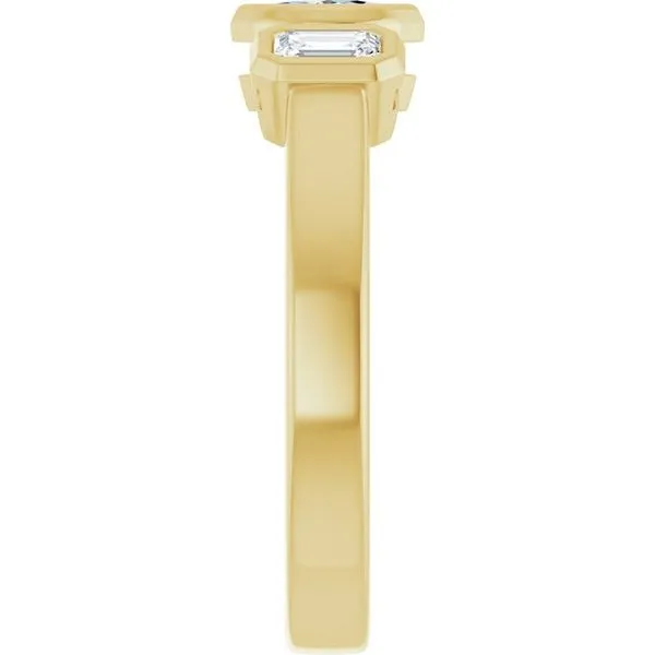 Bezel-Set Three-Stone Engagement Ring Image 4 Shipley's Fine Jewelry Hampstead, MD