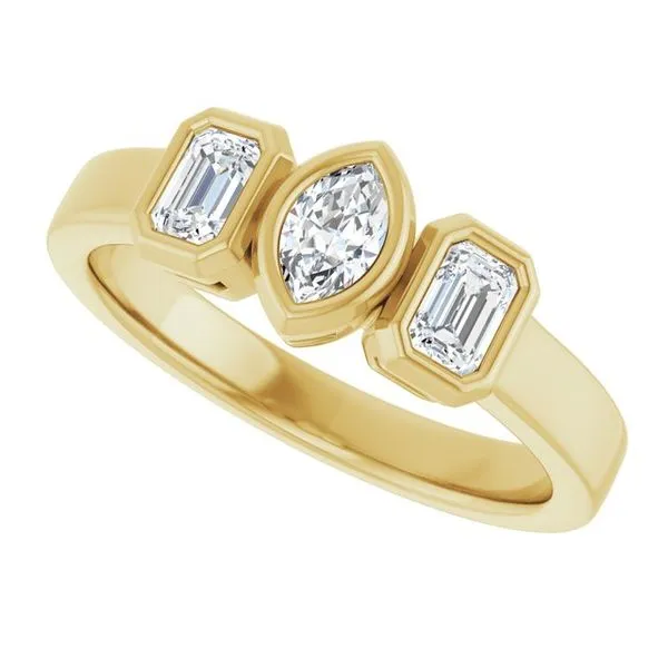 Bezel-Set Three-Stone Engagement Ring Image 5 Natale Jewelers Sewell, NJ