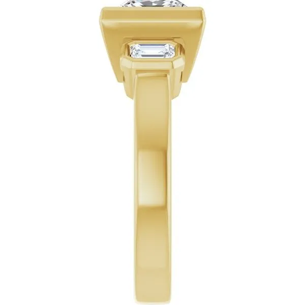 Bezel-Set Three-Stone Engagement Ring Image 4 Hudson Valley Goldsmith New Paltz, NY