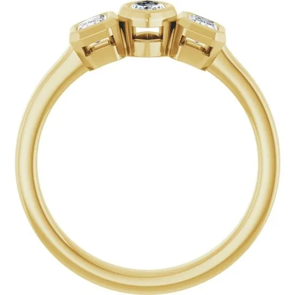 Bezel-Set Three-Stone Engagement Ring Image 2 The Jewelry Source El Segundo, CA