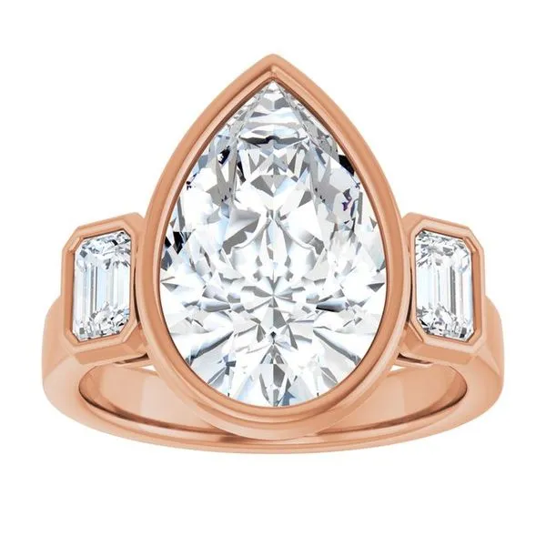 Bezel-Set Three-Stone Engagement Ring Image 3 J. Thomas Jewelers Rochester Hills, MI