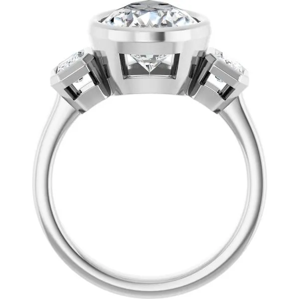 Bezel-Set Three-Stone Engagement Ring Image 2 Raleigh Diamond Fine Jewelry Raleigh, NC