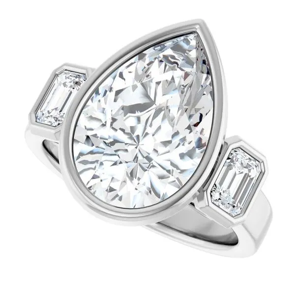 Bezel-Set Three-Stone Engagement Ring Image 5 J. West Jewelers Round Rock, TX