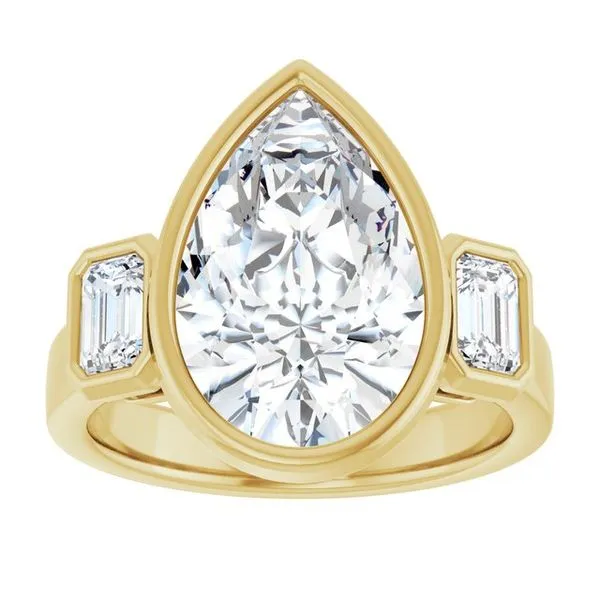 Bezel-Set Three-Stone Engagement Ring Image 3 Don's Jewelry & Design Washington, IA