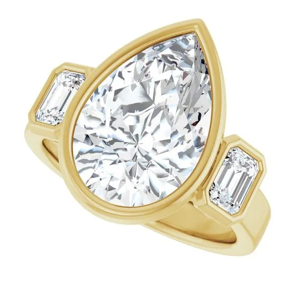 Bezel-Set Three-Stone Engagement Ring Image 5 Shipley's Fine Jewelry Hampstead, MD