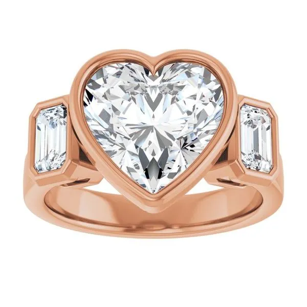 Bezel-Set Three-Stone Engagement Ring Image 3 Vulcan's Forge LLC KANSAS CITY, MO