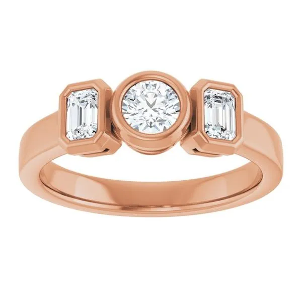 Bezel-Set Three-Stone Engagement Ring Image 3 Michael Szwed Jewelers Longmeadow, MA