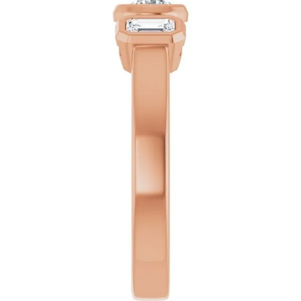 Bezel-Set Three-Stone Engagement Ring Image 4 Michael Szwed Jewelers Longmeadow, MA