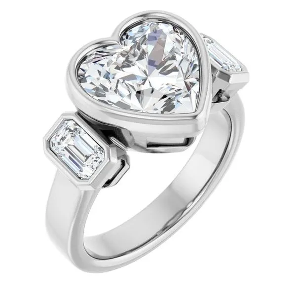 Bezel-Set Three-Stone Engagement Ring Stuart Benjamin & Co. Jewelry Designs San Diego, CA