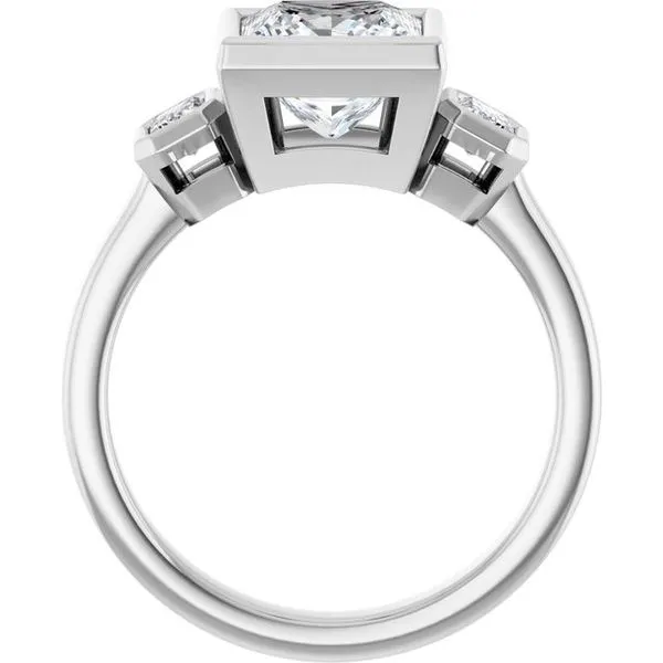Bezel-Set Three-Stone Engagement Ring Image 2 Vulcan's Forge LLC KANSAS CITY, MO