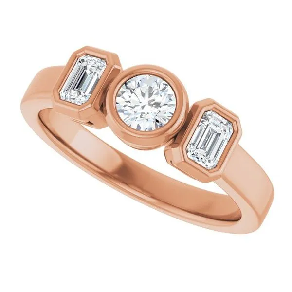 Bezel-Set Three-Stone Engagement Ring Image 5 Shipley's Fine Jewelry Hampstead, MD