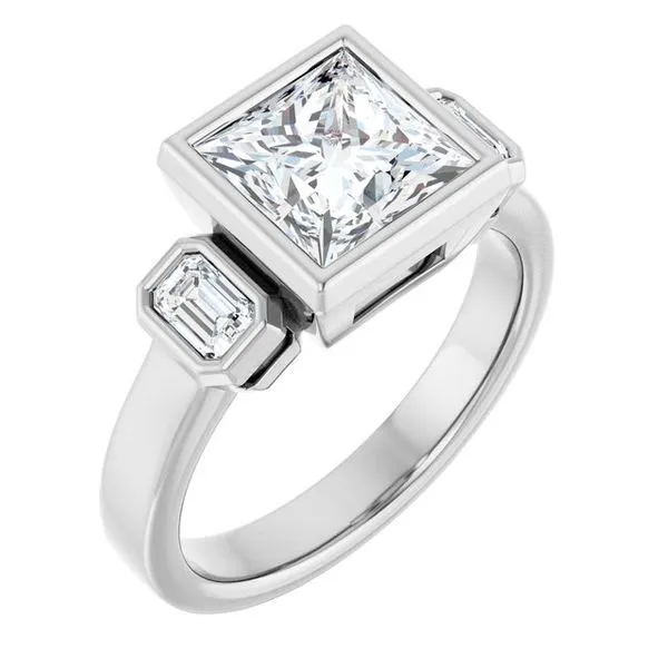 Bezel-Set Three-Stone Engagement Ring Natale Jewelers Sewell, NJ