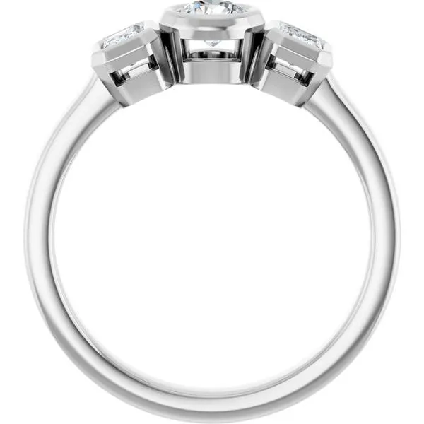 Bezel-Set Three-Stone Engagement Ring Image 2 J. Thomas Jewelers Rochester Hills, MI
