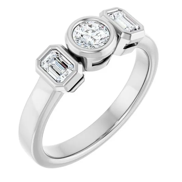 Bezel-Set Three-Stone Engagement Ring Natale Jewelers Sewell, NJ