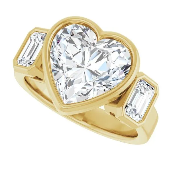 Bezel-Set Three-Stone Engagement Ring Image 5 Vulcan's Forge LLC KANSAS CITY, MO