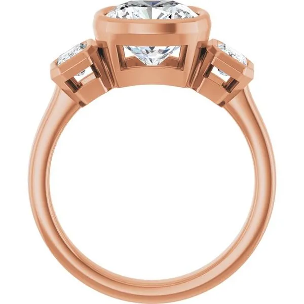 Bezel-Set Three-Stone Engagement Ring Image 2 Hudson Valley Goldsmith New Paltz, NY