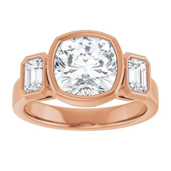 Bezel-Set Three-Stone Engagement Ring Image 3 Jimmy Smith Jewelers Decatur, AL