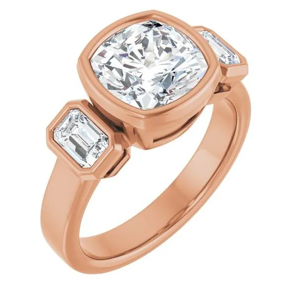 Bezel-Set Three-Stone Engagement Ring Natale Jewelers Sewell, NJ