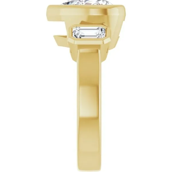 Bezel-Set Three-Stone Engagement Ring Image 4 J. Thomas Jewelers Rochester Hills, MI