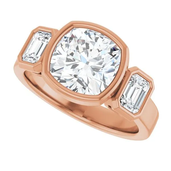 Bezel-Set Three-Stone Engagement Ring Image 5 Raleigh Diamond Fine Jewelry Raleigh, NC