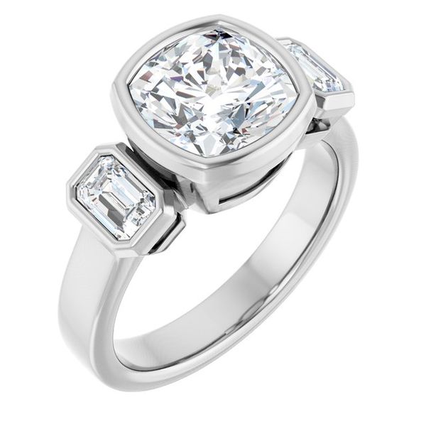 Bezel-Set Three-Stone Engagement Ring