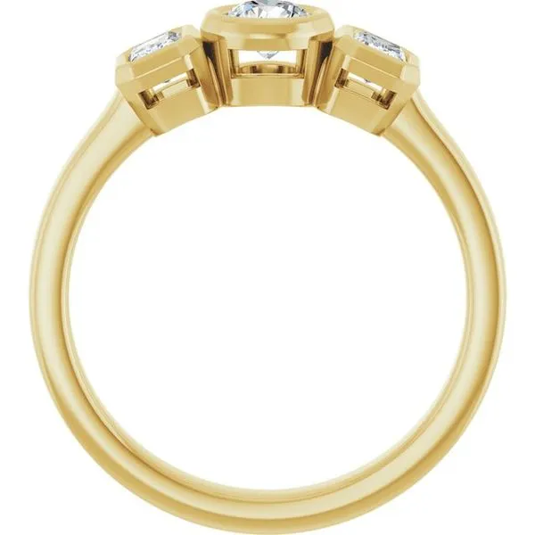 Bezel-Set Three-Stone Engagement Ring Image 2 Futer Bros Jewelers York, PA