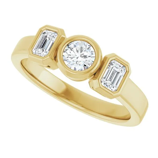 Bezel-Set Three-Stone Engagement Ring Image 5 Futer Bros Jewelers York, PA