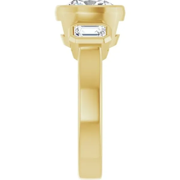 Bezel-Set Three-Stone Engagement Ring Image 4 Clater Jewelers Louisville, KY