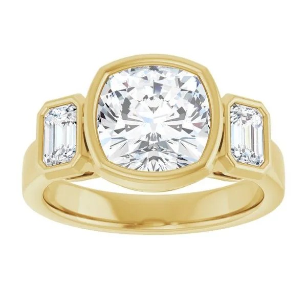 Bezel-Set Three-Stone Engagement Ring Image 3 Natale Jewelers Sewell, NJ