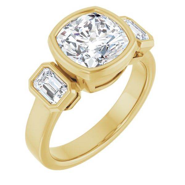 Bezel-Set Three-Stone Engagement Ring