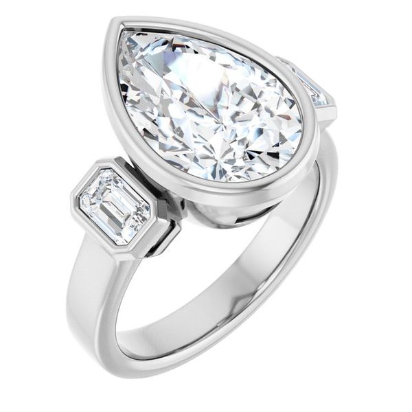Bezel-Set Three-Stone Engagement Ring