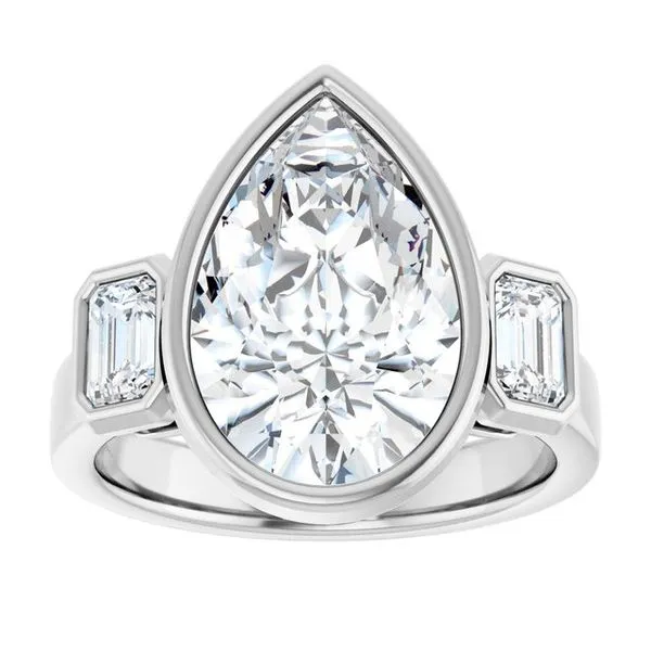 Bezel-Set Three-Stone Engagement Ring Image 3 Clater Jewelers Louisville, KY