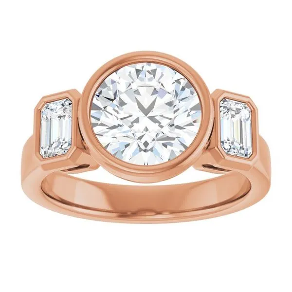 Bezel-Set Three-Stone Engagement Ring Image 3 Clater Jewelers Louisville, KY