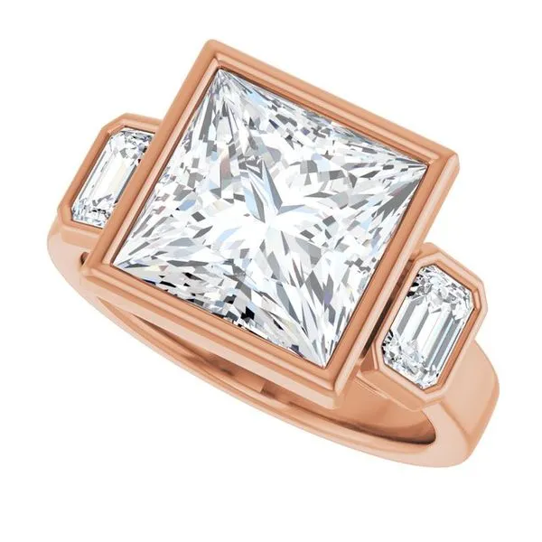 Bezel-Set Three-Stone Engagement Ring Image 5 Michael Szwed Jewelers Longmeadow, MA