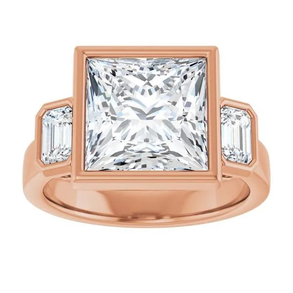 Bezel-Set Three-Stone Engagement Ring Image 3 J. West Jewelers Round Rock, TX