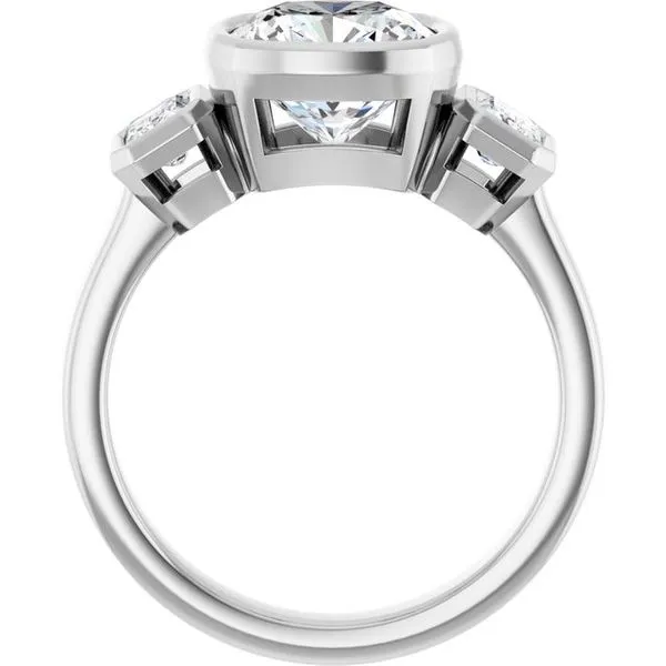 Bezel-Set Three-Stone Engagement Ring Image 2 Northwood Jewelers Northwood, OH