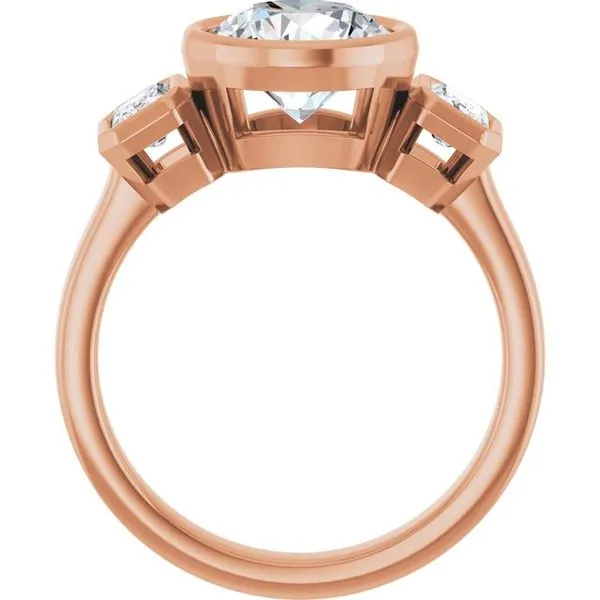 Bezel-Set Three-Stone Engagement Ring Image 2 J. West Jewelers Round Rock, TX