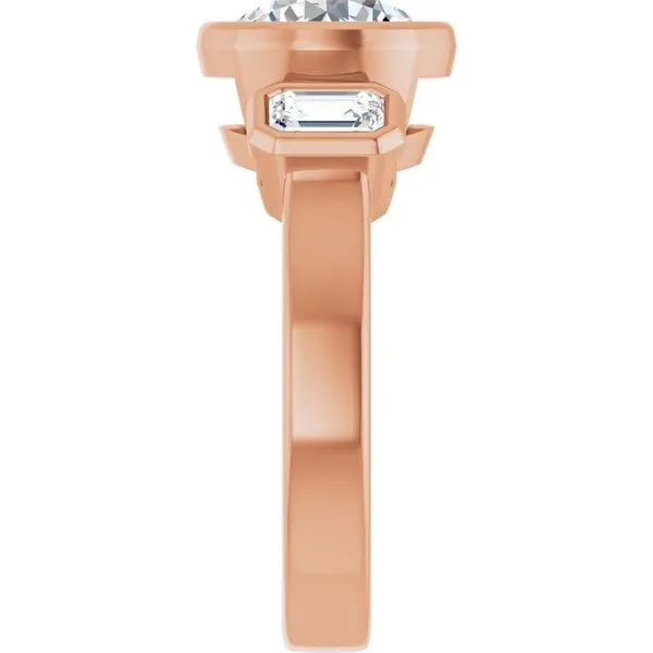 Bezel-Set Three-Stone Engagement Ring Image 4 J. West Jewelers Round Rock, TX