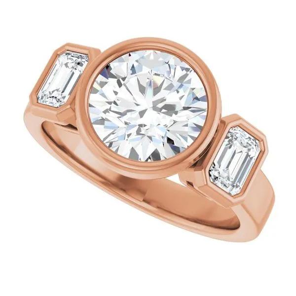 Bezel-Set Three-Stone Engagement Ring Image 5 Futer Bros Jewelers York, PA