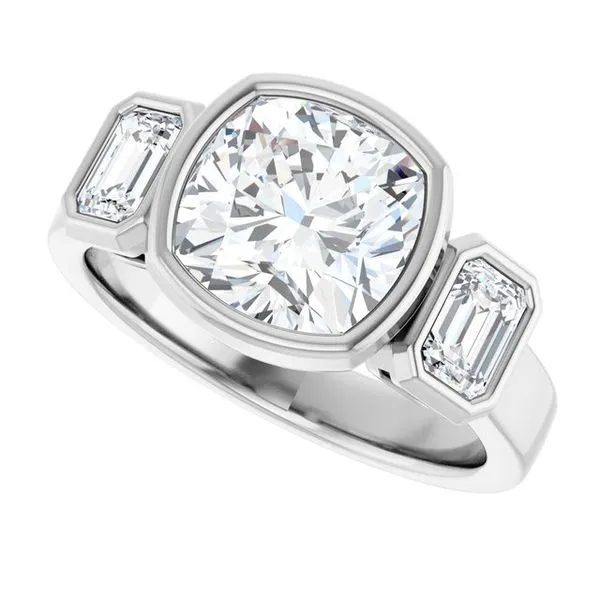 Bezel-Set Three-Stone Engagement Ring Image 5 Shipley's Fine Jewelry Hampstead, MD