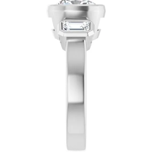 Bezel-Set Three-Stone Engagement Ring Image 4 Raleigh Diamond Fine Jewelry Raleigh, NC